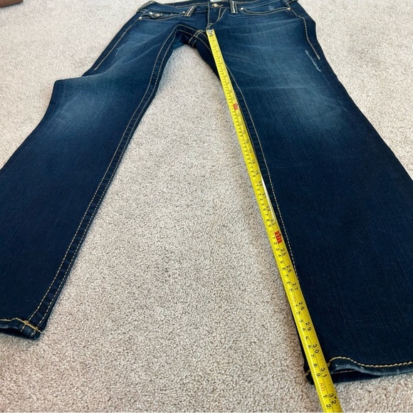 TRUE Religion gold Crystal rhinestone blue wash bootcut denim jeans Sz 29 - Picture 14 of 16